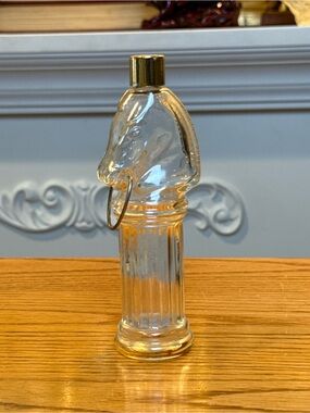 Vintage Avon Clear Glass Equestrian Knight Hitching Post Decanter⁠